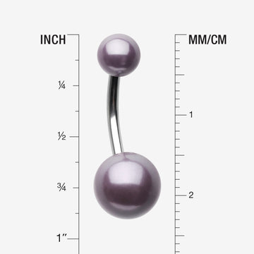 Detail View 1 of Pearlescent Luster Basic Belly Button Ring-Hematite